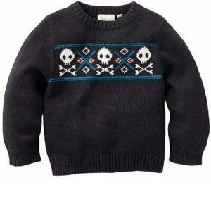 Boys Halloween Sweater 7 Black Skull Bones Long Sleeve Crewneck Sonoma